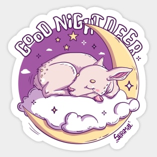 Good Night Deer - Dreamy Slumber Illustration Sticker